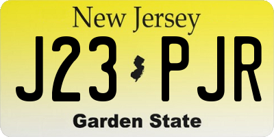 NJ license plate J23PJR