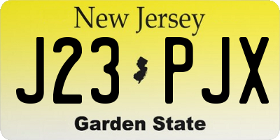 NJ license plate J23PJX