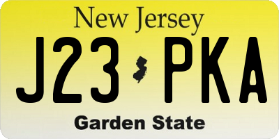 NJ license plate J23PKA
