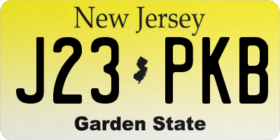 NJ license plate J23PKB