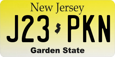 NJ license plate J23PKN