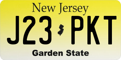 NJ license plate J23PKT