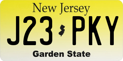 NJ license plate J23PKY