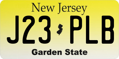 NJ license plate J23PLB