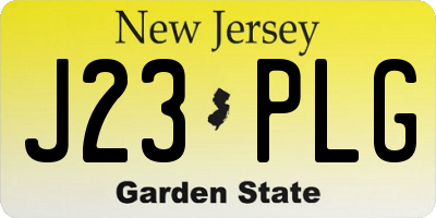 NJ license plate J23PLG
