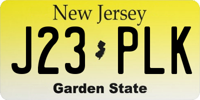 NJ license plate J23PLK