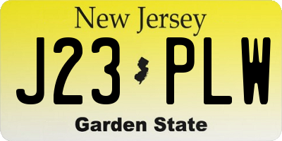 NJ license plate J23PLW