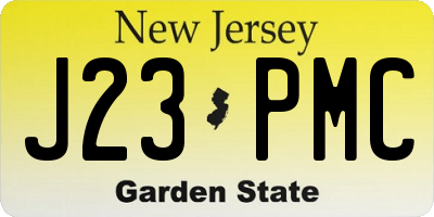 NJ license plate J23PMC