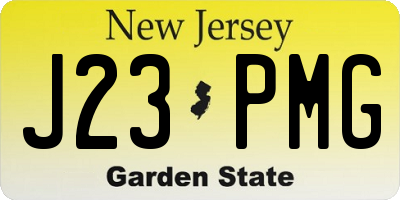NJ license plate J23PMG