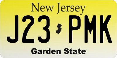NJ license plate J23PMK