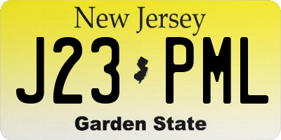NJ license plate J23PML