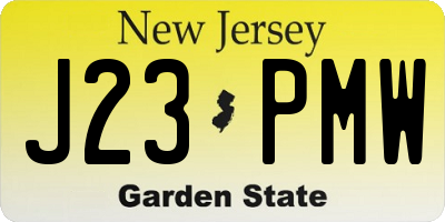 NJ license plate J23PMW