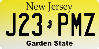 NJ license plate J23PMZ