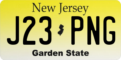NJ license plate J23PNG