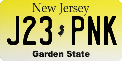 NJ license plate J23PNK