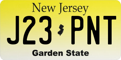NJ license plate J23PNT