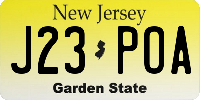 NJ license plate J23POA