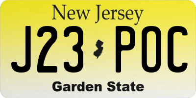 NJ license plate J23POC