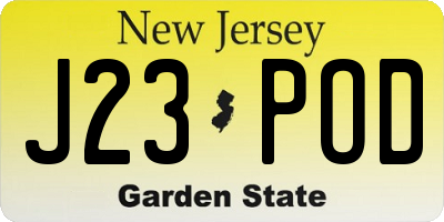 NJ license plate J23POD