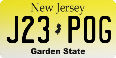 NJ license plate J23POG