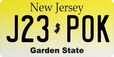 NJ license plate J23POK
