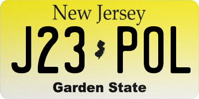 NJ license plate J23POL