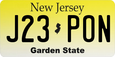 NJ license plate J23PON