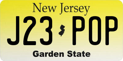 NJ license plate J23POP