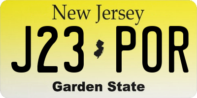 NJ license plate J23POR
