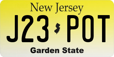NJ license plate J23POT