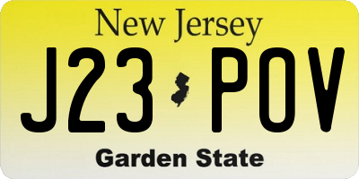 NJ license plate J23POV