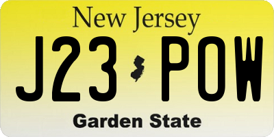 NJ license plate J23POW