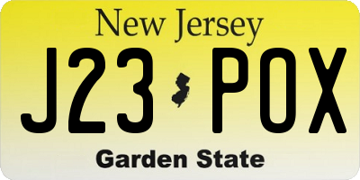 NJ license plate J23POX