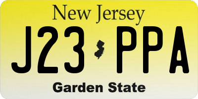 NJ license plate J23PPA