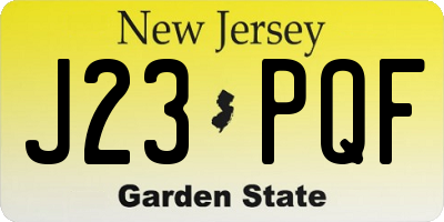 NJ license plate J23PQF