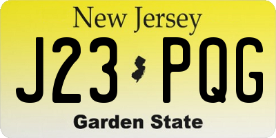 NJ license plate J23PQG
