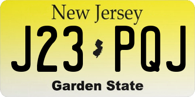 NJ license plate J23PQJ