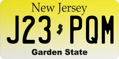 NJ license plate J23PQM