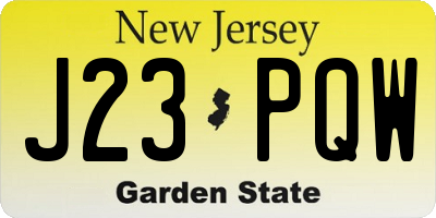 NJ license plate J23PQW