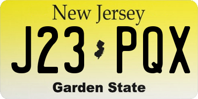 NJ license plate J23PQX