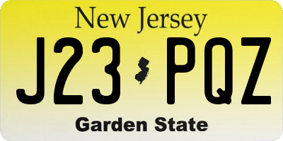 NJ license plate J23PQZ