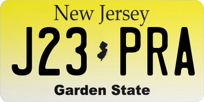 NJ license plate J23PRA