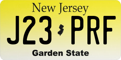 NJ license plate J23PRF