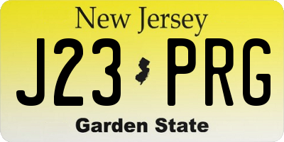 NJ license plate J23PRG