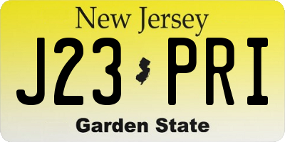 NJ license plate J23PRI
