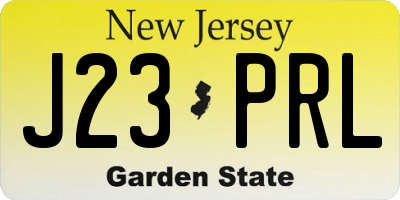 NJ license plate J23PRL