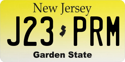NJ license plate J23PRM