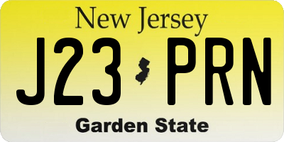 NJ license plate J23PRN