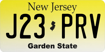 NJ license plate J23PRV
