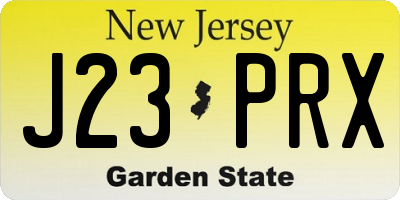 NJ license plate J23PRX